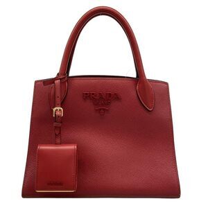 Prada Tote Bag Monochrome Bag Red Leather